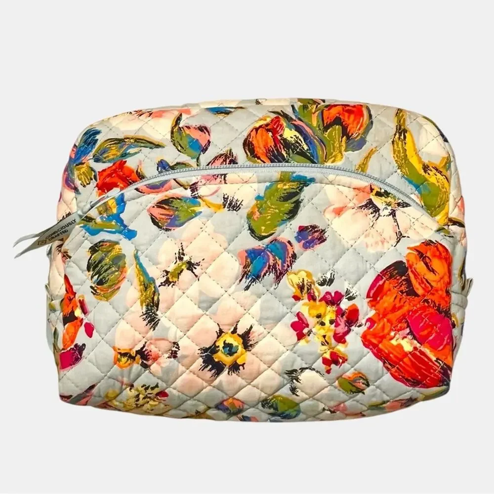 VERA BRADLEY Floral Quilted Women's Cosmetic Bag Plastic Lined